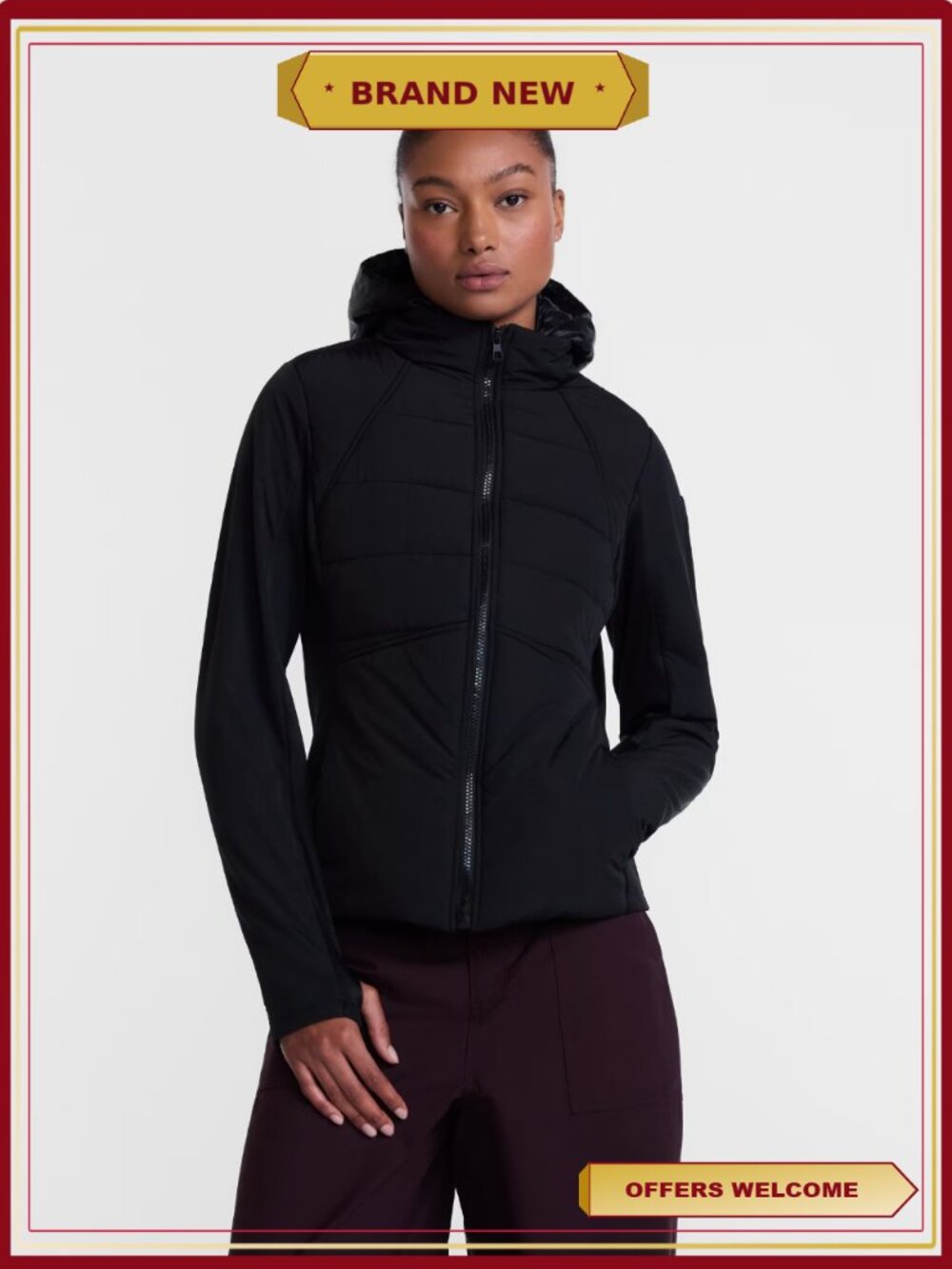 Hybrid Jacket Wind Water Resistant Thumbholes Side Pockets